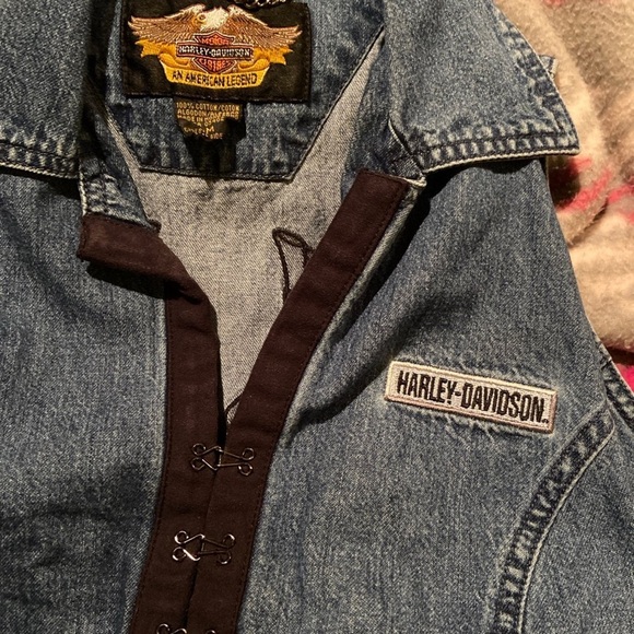 Harley Davidson Denim Vest med - Picture 4 of 7